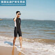 Jingpufei new swimsuit men's wetsuit one-piece pullover swimsuit short-sleeved five-quarter pants snorkeling suit swimming pool teaching navy blue (110-130Jin Jin is equal to 0.5 kg) L