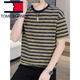 Tommy Shekelly Tommy Camiseta de manga corta para hombres Summer Summer Marca de moda Camiseta pesada Cuella de cuello redondo lo suelto ropa versátil casual Men 9906 Café M