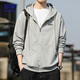 ROMON sweatshirt men's autumn loose casual jacket men's versatile hooded cardigan top men WY333 light gray L