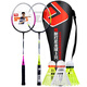 红双喜（DHS）羽毛球拍对拍套装含球训练比赛成人儿童学生防磨羽拍2支双拍
