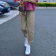 哈夫朵大码女装胖妹妹夏季套装女洋气显瘦条纹短袖T恤百搭休闲裤子女 1389火龙果色上衣 【单件】 2XL 【建议130-145斤】
