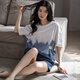诗静雅（SHIJINGYA） 睡衣女夏季纯棉薄款短袖短裤家居服夏天时尚休闲可外穿套装 CXH 12210女短袖 2XL 女(推荐140-160斤)