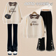 
McTicco Girls Set Fashionable 12-year-old girl 2025 New Spring Big Children Children Girls Fashionable Clothes Autumn Winter Spring Clothes 4882 Sweatshirt 18309 Flag-bottom pants [Set] 170 cm