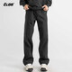 CLOR trendy work pants men's summer casual thin pants high street loose sports straight pants CL50 black L
