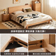 Original solid wood bed Oak simple master bedroom large double bed 1.2x2m high body bed + Original Dream mattress 10cm-L701G