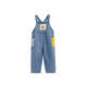 White Wheat Children's 2025 Spring New Pants Girls Cartoon Trousers Boys Cotton Denim Overalls Denim Blue Upgrade Version: Strap Detail Adjustment 80 cm