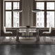 Gaode Meiju neuer Perle Lime Tisch Licht Luxus moderne einfache kleine Wohnung Haushalt Esstisch Rechteckiger Esstischstuhl Kombination 160*80 Edelstahl (neuer Perle) + Cy-724*4