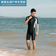 Jingpufei new swimsuit men's wetsuit one-piece pullover swimsuit short-sleeved five-quarter pants snorkeling suit swimming pool teaching navy blue (110-130Jin Jin is equal to 0.5 kg) L