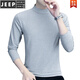JEEP SPIRIT男士长袖T恤印花半高领男装打底衫弹力修身休闲男式T恤上衣内搭 C6187碳灰 M