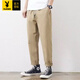 Playboy (Playboy) Herren -Clipper Hosen 2025 Neue Frühlings- und Herbst -Arbeitskleidung gerade lose Hammer in der Pure Cotton Casual Hosen Herren trendig und vielseitig 9904 Dunkelgrau [reiner Baumwoll -Hochqualität] L.