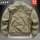 JEEP SPIRIT飞行夹克男休闲薄款工装外套男士春秋新款宽松秋冬防风男装棒球服 JWD9226军绿色-加棉 2XL