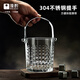 Manzuo official authentic creative engraved household thickened glass ice bucket wine glass ktv commercial ice cube wine bucket Qinlan ice bucket + ice clip