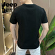 
JEEP SPIRIT designer summer ice silk texture embroidered round neck men's short sleeve fashionable half sleeve versatile light luxury comfortable style 1105 black 3XL 150-165Jin [Jin equals 0.5 kg]