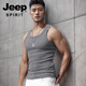 JEEP SPIRIT美式复古粗螺纹背心男纯色棉弹力修身紧身运动健身跨栏无袖打底夏 白色 L (120-135斤)修身