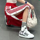 Adidas Clover trousers women's Autumn new side-breasted pants fitness sports breathable straight-leg casual wide-leg pants IR9793 red S