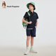 Hush Puppies quick-drying children's clothing for boys and girls in summer, handsome, simple, contrasting colors, holiday style, casual POLO short sleeves, navy blue 130