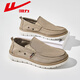 Huili Herrenschuhe Leinwandschuhe Herren Sommer 2025 Neue Männer leichte weiche alleinige faule Leute treten lässige alte Peking -Stoffschuhe Khaki 1656 40