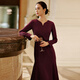 Robe d'acide sanacétique de Yingzhishang pour femmes 2025 au début du printemps Nouvelle taille et et élégant Tempérament en forme de coeur Robe de col de coeur ZF03125 Wine rouge M (38)
