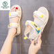 Woodpecker New Rocking Shoes 2025 Summer Fish-Bear Sandals Sports and Casual Women's Shoes Korean Style Heightening Thick Sole Sponge Cake Shoes Soft Sole 2717 Gray Red 35