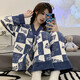 睡衣女款春秋季纯棉长袖和服学生大码套装夏天冬开衫家居 ZW1289 L (建议95115斤)