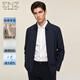 EMZ Ordos [including mulberry silk] wool jacket spring business casual high-end men's formal lapel jacket Navy blue XL 180/100A