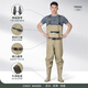 Wading pants, sea water shoes, one piece, full body waterproof and thickened new fishing reservoir fish catching wading pants, khaki - regular style - inner pocket design + resistance M