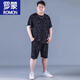 Romon Ice Silk Sports Costume Summer Men's grande taille mince à style homme à séchage rapide Pantalon à cinq points Fat plus gras plus manches courtes lâches Z826 Black High Quality Silk Suit xl Recommandé 130-140jin [Jin est égal à 0,5 kg]