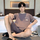 2025 Neue Pyjamas Herren Sommer kurzärmelige Baumwollanzug Jacquard Koreanische Shorts lässige Sommer-Heimkleidung kann außerhalb von 9202 l getragen werden [100-130jin [Jin entspricht 0,5 kg]]