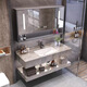 
Rock slab wash basin ceramic seamless integrated double-layer bathroom cabinet integrated washing basin hotel bathroom washing fish belly white seamless basin smart mirror delivers supporting hardware SPWY60*50 7586 pieces sold