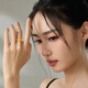 Laomiao gold ring boutique 5G Golden Years interlocking solid gold women's ring to give to girlfriend and wife's birthday Chinese Valentine's Day gift Golden Years women's ring 16# about 4.5g