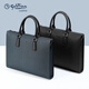 Jinlilai official flagship new men's briefcase genuine leather simple business bag light luxury handbag head layer cowhide office bag black large bag 13 inches