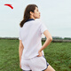 Anta [Gleicher Stil wie Zhang Yufei] Revers Casual Anzug für das Kurzärärmel-T-Shirt und Shorts für Frauen im Sommer College zweiteiler Sportswear Pure White-1 L.