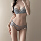 Victoria French sexy lace underwear for women with small breasts push-up thin half-cup large size bra set gray set 75B 34