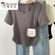 Carpintero de carpintería gran tamaño grasa de mujeres MM Summer Nuevo estilo 2025 Collar cuadrado Tamita de manga corta Diseño de hombro de moda Top 13701 4xl Recomendado 176-190Jin [Jin es igual a 0,5 kg]