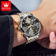 Olevs Swiss Certified Brand Watch Herren Multifunktional mechanische Uhr Vollautomatisch leuchtend wasserdichte Männer Watch Trendy Herren Uhr Olevs-6621 Stahlgürtel Schwarz