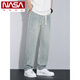 NASA XVVX jeans men's loose wide legs 2024 new spring and summer thin fashion brand American retro casual straight pants K1518 retro green L