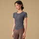 LULUUVTTOH Round Neck Slim Yoga Wear Women's Sports Top Slimming Breathable Running Quick-Drying Fitness Pilates Short Sleeve Haiyueyan M