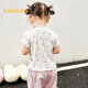 Balabala baby short-sleeved t-shirt baby girls top 2025 new summer dress sweet, exquisite, western style and comfortable white tone 00311 120