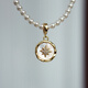 Shumo button pendant DIY pearl bare chain bead chain gold-plated necklace white butterfly shell round abalone shell detachable single pendant white butterfly shell single pendant