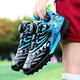 Hongxing Tong Ke Zapatos de fútbol para niños Tf Botones rotos Botón Rotando zapatos para niños Archos de entrenamiento de estudiantes primario y secundaria Zapatos anti-Slip 9896 Negro 29