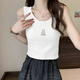 Catman (MIIIOW) 2025 Nuevo chaleco de cotilizador de algodón puro para mujeres en verano, por dentro y por fuera, mangas Sports Slim de moda Top 1055 M-Apricot M [recomendado 80-100Jin [Jin equivale a 0.5 kg]]]