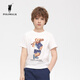 
POLOWALK Children's Clothing 2025 Summer New Product Boys Short Sleeve T-shirt Fresh and Evergrande Basic Style BWTW522F1381 White 130