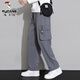 啄木鸟工装裤男秋冬季新款直筒工装休闲裤男潮流宽松简约时尚百搭长裤子 9930灰色 3XL
