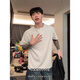 Katuchi American Waffle Henry Neck Schwergewicht Kurzarm T-Shirt Herren Sommer Lose trendy Fünf-Punkte-Halbarm-High Street T-Shirt Grau XL