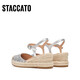 
STACCATO 2025 spring new barley shoes bag-toe sandals fisherman shoes thick-soled height-enhancing women's sandals EUQ08AH5 shining ginkgo 34