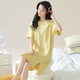 美筠带胸垫睡裙夏季莫代尔睡衣女夏天薄款简约短袖孕妇家居服夏 A11762【带胸垫】 2XL
