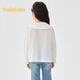 Balabala children's clothing girls long-sleeved shirt white shirt 2025 spring new tops the same style in the mall 201125102001