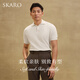 
SKARO [soft and elastic] white knitted short-sleeved POLO shirt men's 2025 summer business casual lapel T-shirt off-white SKP831 L (=shirt size 41)