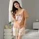 
Modal women's short-sleeved pure cotton all-cotton pajamas set for summer loose casual home wear comfortable and can be worn in thin summer Y9856 M (recommended 75-95Jin [Jin equals 0.5 kg])