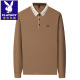 Playboy (Playboy) Frühlings- und Herbst-Männer-Marke-Ice Silk Long Sleeve T-Shirt Polo-Hemd mittlere Altersgeschäfts Casual Feste Farbe Revers No Iron Top Carbon Grey 16823 [Langarm] M 165